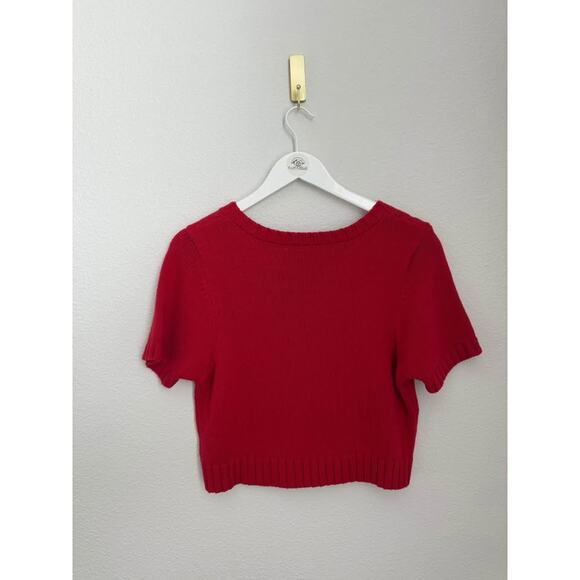 Day + Moon Collegiate Game Day Deep Red Cropped Sweater Top NEW Sz L - Picture 6 of 8
